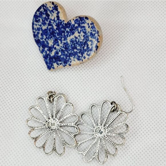 Lia Sophia  Silver Tone with Pearl Floral Earrings - Picture 3 of 7